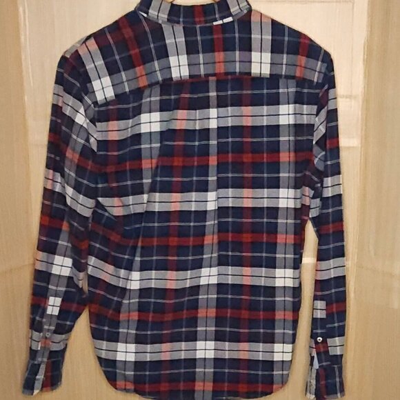 American Eagle Americana Classic Red White Blue Plaid Button Down Medium - Picture 2 of 6